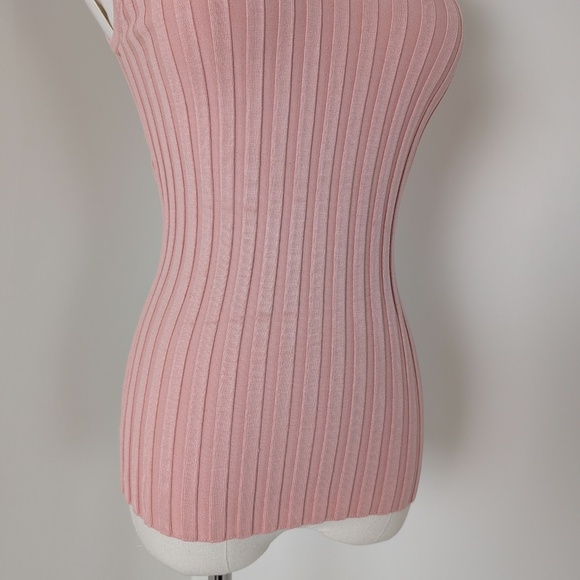 Silk Ribbed Turtleneck Sleeveless Fitted Tight Tank Top Shirt - Picture 8 of 12